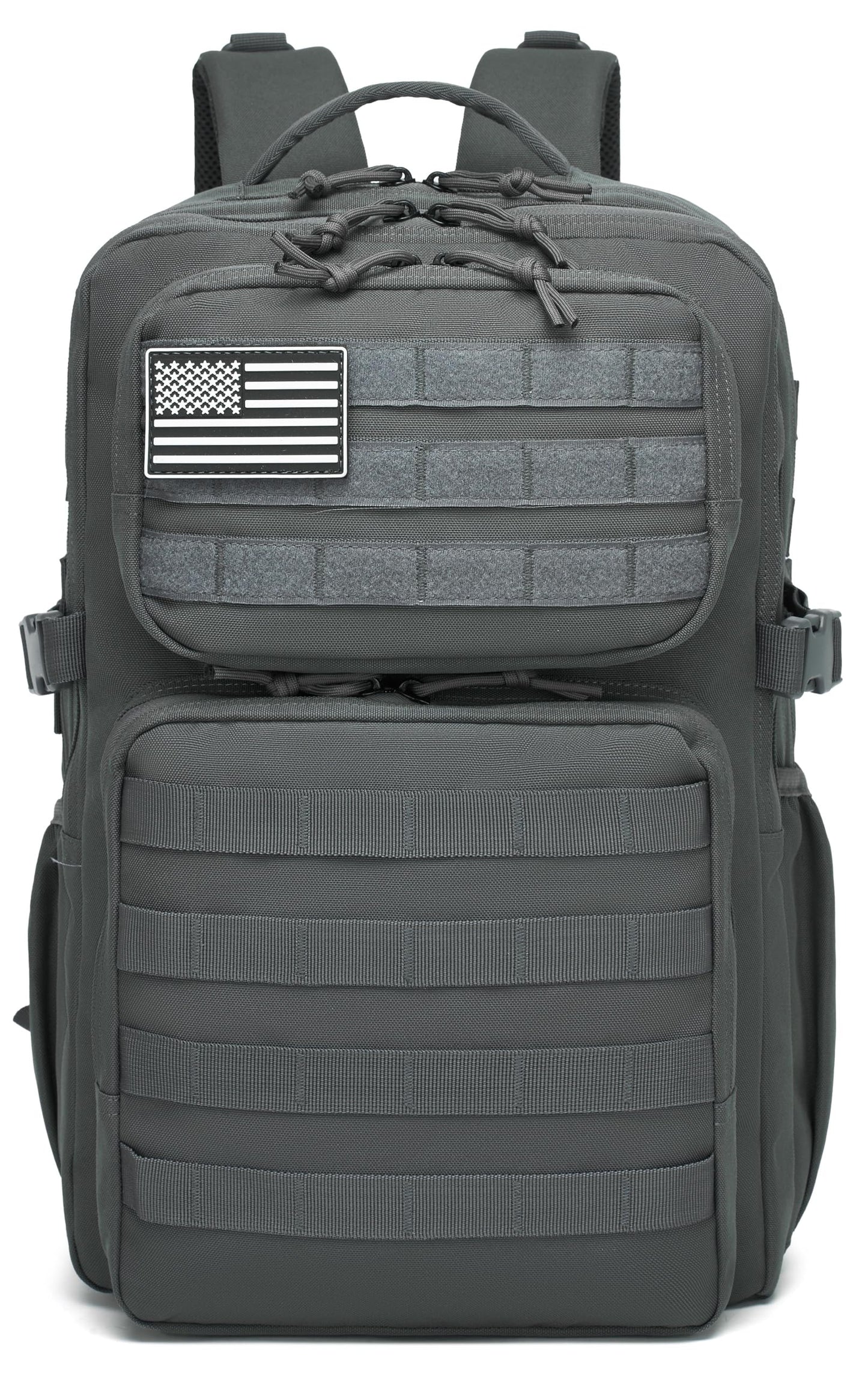Wotony Military Tactical Backpack for Men Waterproof Daypack 3 Day Assault Pack Molle Bag with Water Bottle Holder (Grey, 35L)