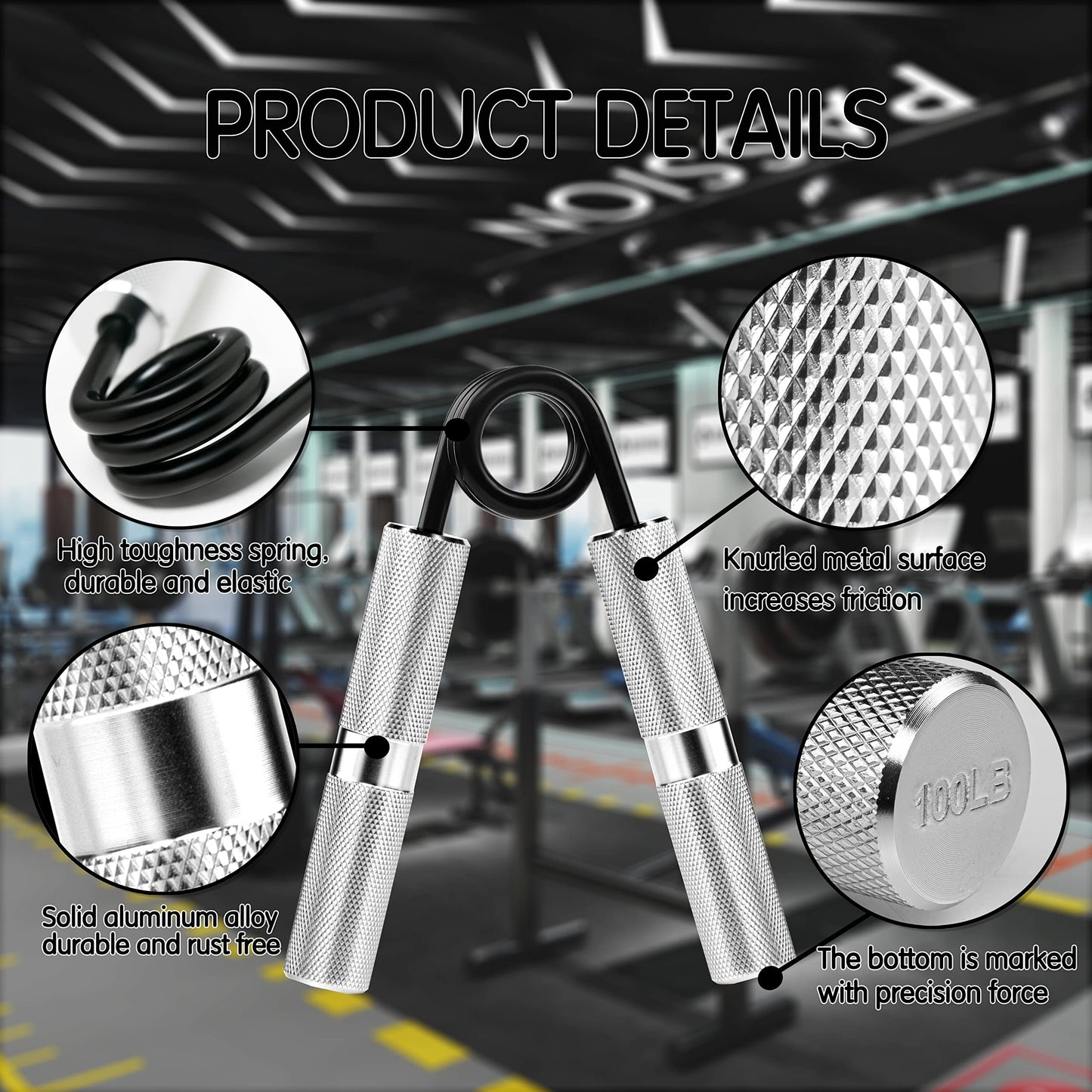Xzyppci Hand Grippers,Grip Strengthener kit,Great Wrist & Forearm Exercise,for Home Office & Gym Use,for Beginners to Professionals (5 PCS)