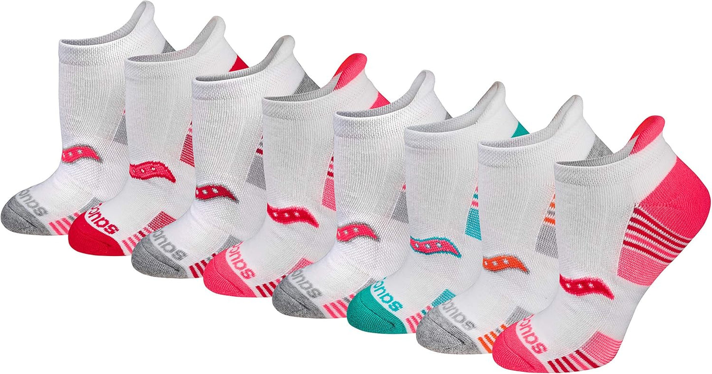 Saucony Women's RunDry Performance Athletic Socks - Heel Tab Design | Available in Sizes S-L (8, 16, 24 Pairs)