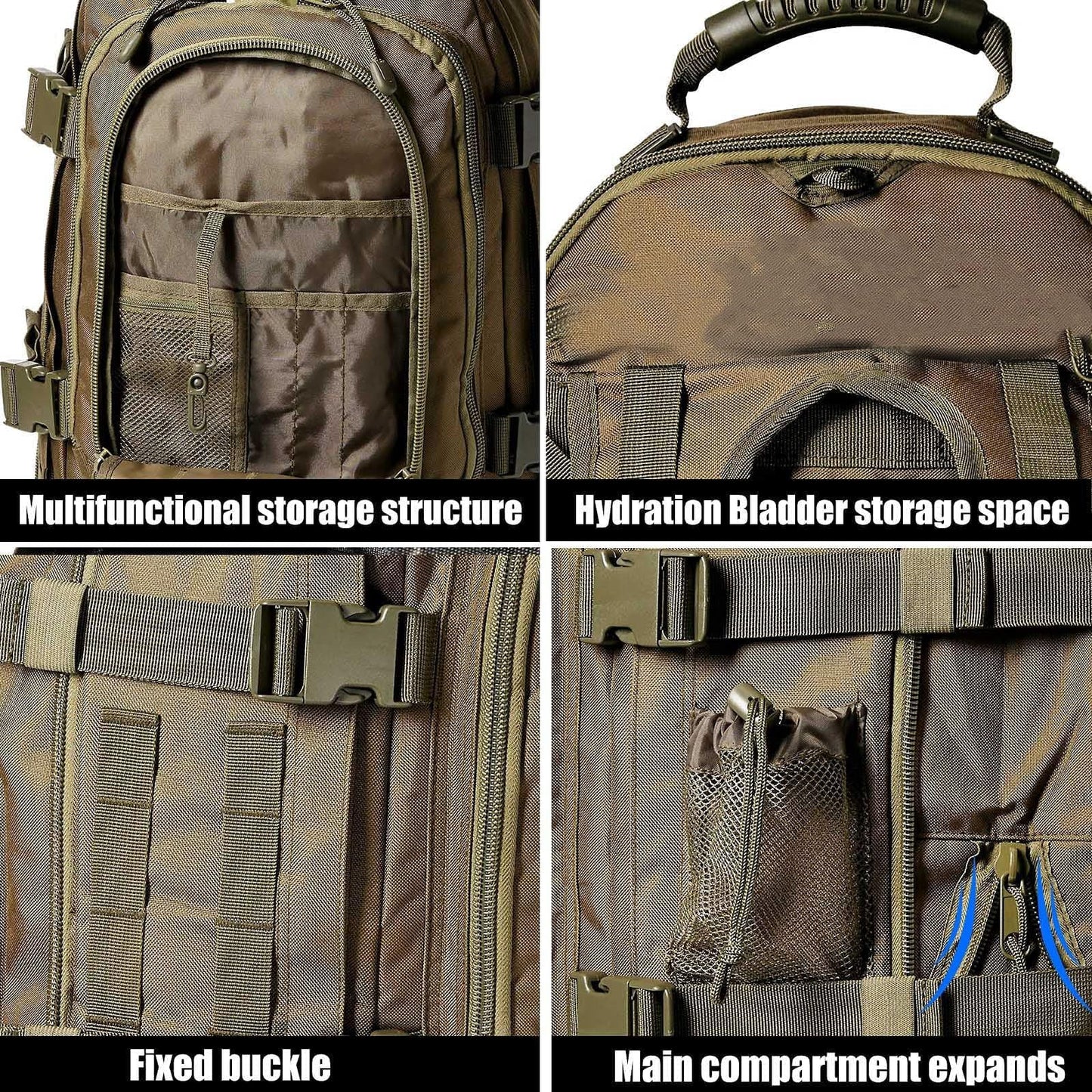 Miramrax Tactical Backpack Military Army Daypack - Assault Pack for Men Molle Backpacks Bug Out Bag 3 Day Pack for Hiking Camping Travel Hunting Rucksack Trekking Green