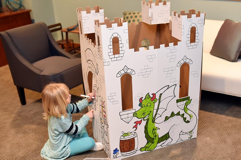 Fairy Tale Castle Playhouse - Creative Indoor/Outdoor Kids Art & Craft | 32" X 32" X 43.5", White, Age 3+