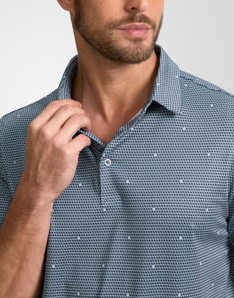 Obla Mens Golf Polo Shirts Short Sleeve Dry Fit Performance Moisture Wicking Casual Print Collared Golf Shirts for Men(Gray Flag_M)