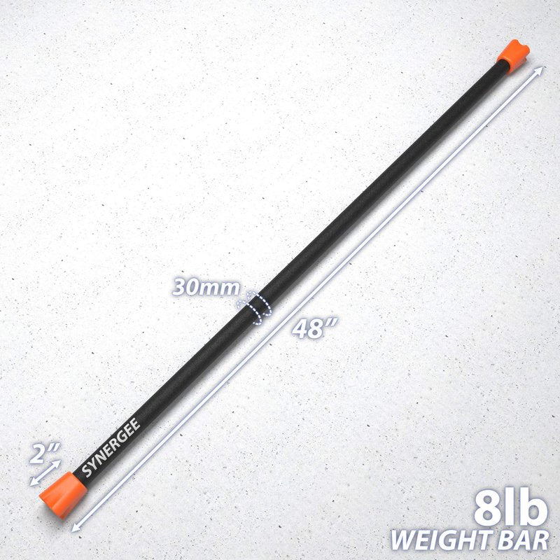 Synergee Workout Bar Weight Bar - 8lb Weights Padded Weighted Bars – Body Toning Exercise Bar, Strength & Condition