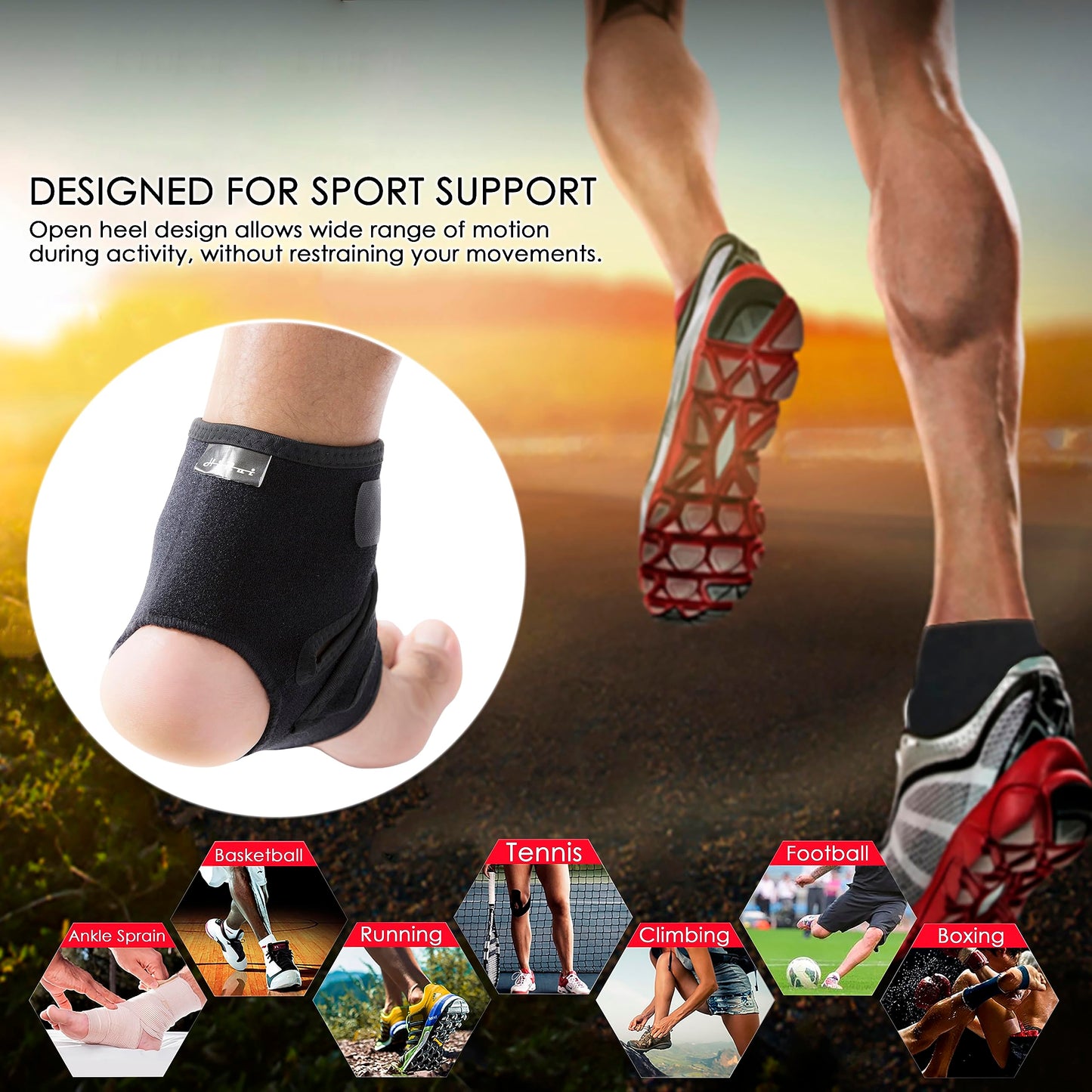 HiRui Ankle Wraps Ankle Brace Compression Ankle Support for Men Women, Ankle Stabilizer for Running Basketball Soccer Fitness Sprains Arthritis Recovery-Breathable, Adjustable (M, 2 Pack)