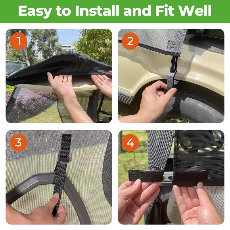 10L0L Golf Cart Sun Shade Cover for Club Car DS Precedent & EZGO TXT RXV, Superior UV Heat Blocking Polyester Mesh Canopy Cover, Durable & Easy Install (Roof Size:59" L X 41" W)