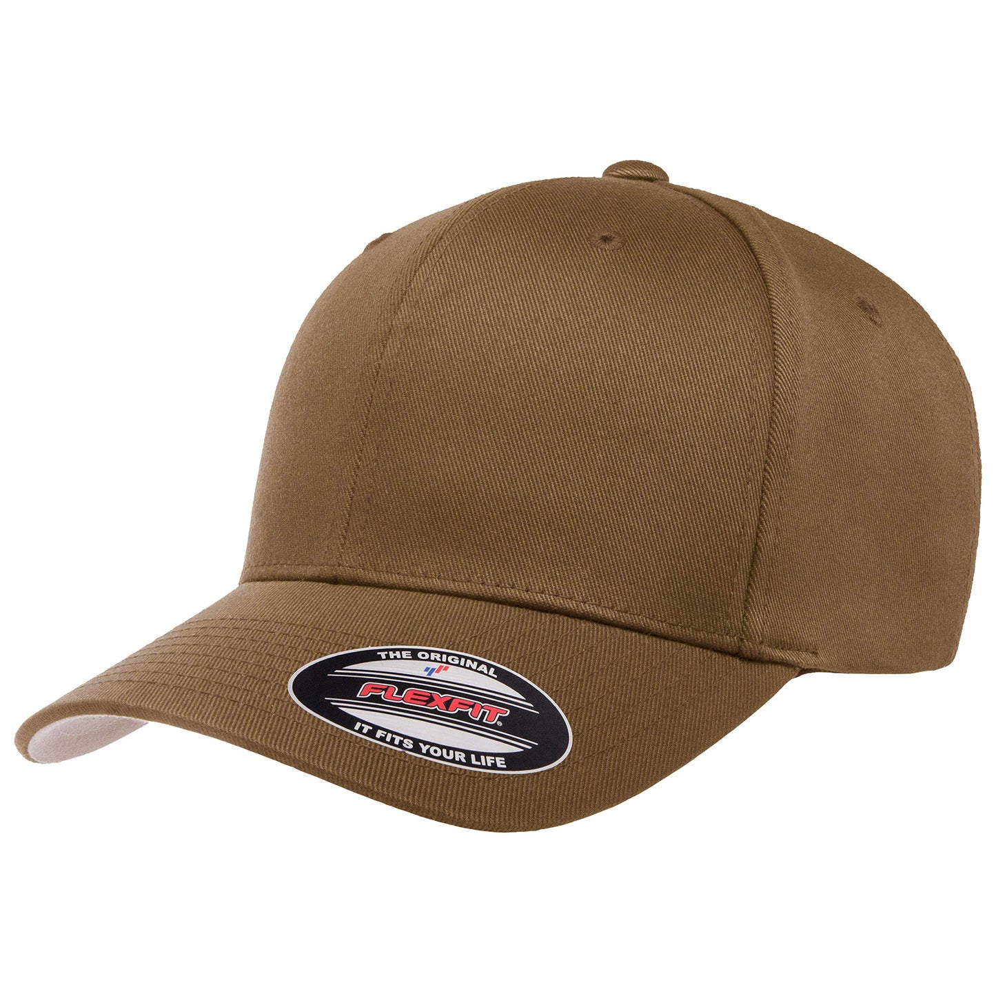 Flexfit Men's Wooly Combed Twill Fitted Baseball Cap, Coyote Brown, Large-X-Large