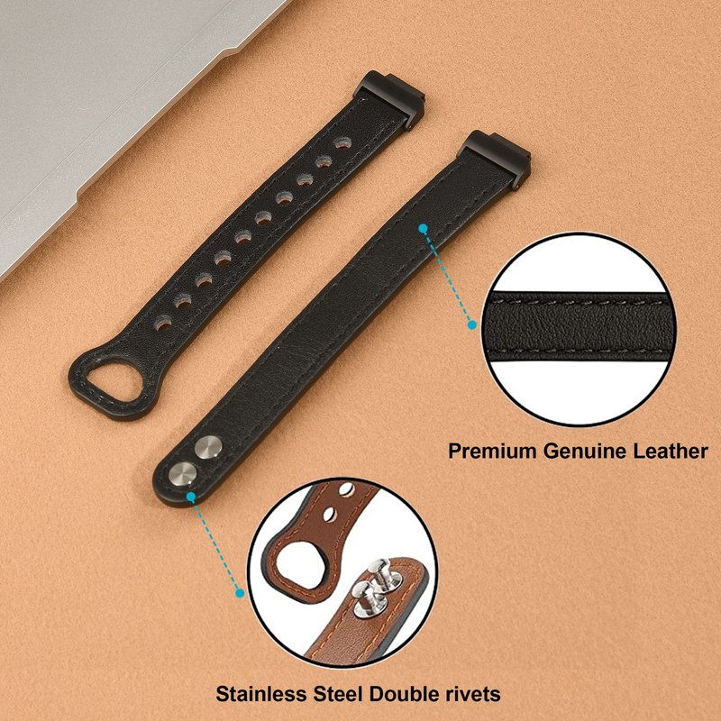 LAREDTREE Leather Bands Compatible with Fitbit Inspire 3 Wristbands for Women Men, Waterproof Strap Genuine Leather Replacement Wristband for Inspire 3 Smartwatch (Black)