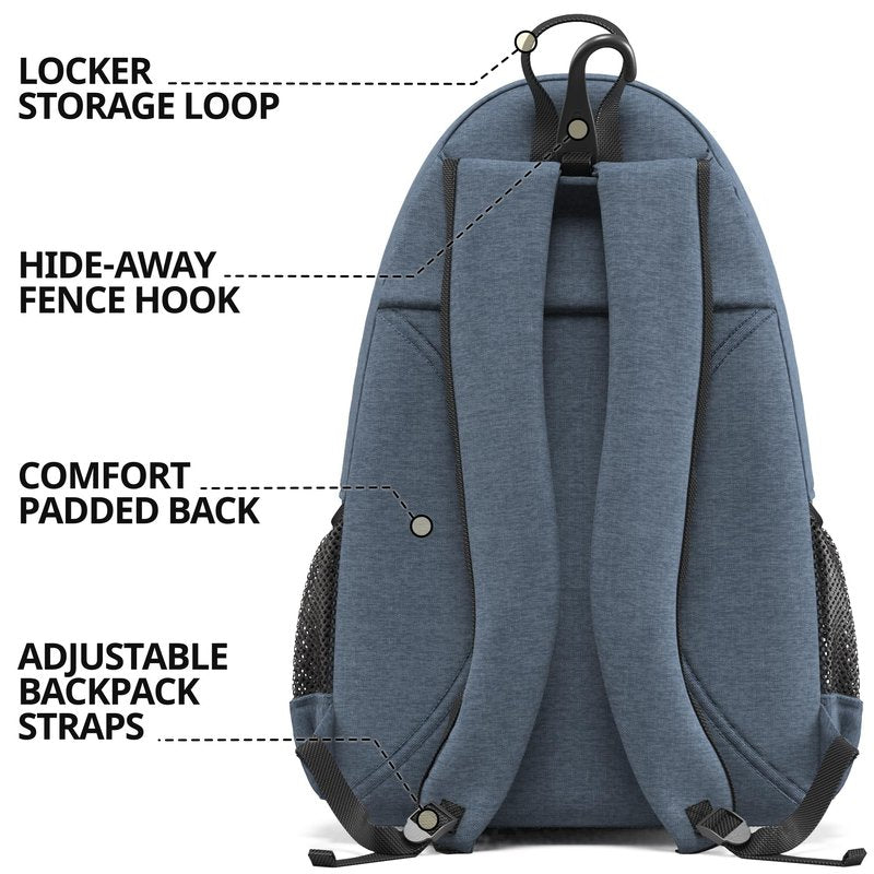 Athletico City Tennis Bag - Tennis Backpack for Men & Women Holds 2 Rackets & Shoes - Bags With Racquet Holder For Tennis, Pickleball, Squash & Badminton - Women's (Gray)