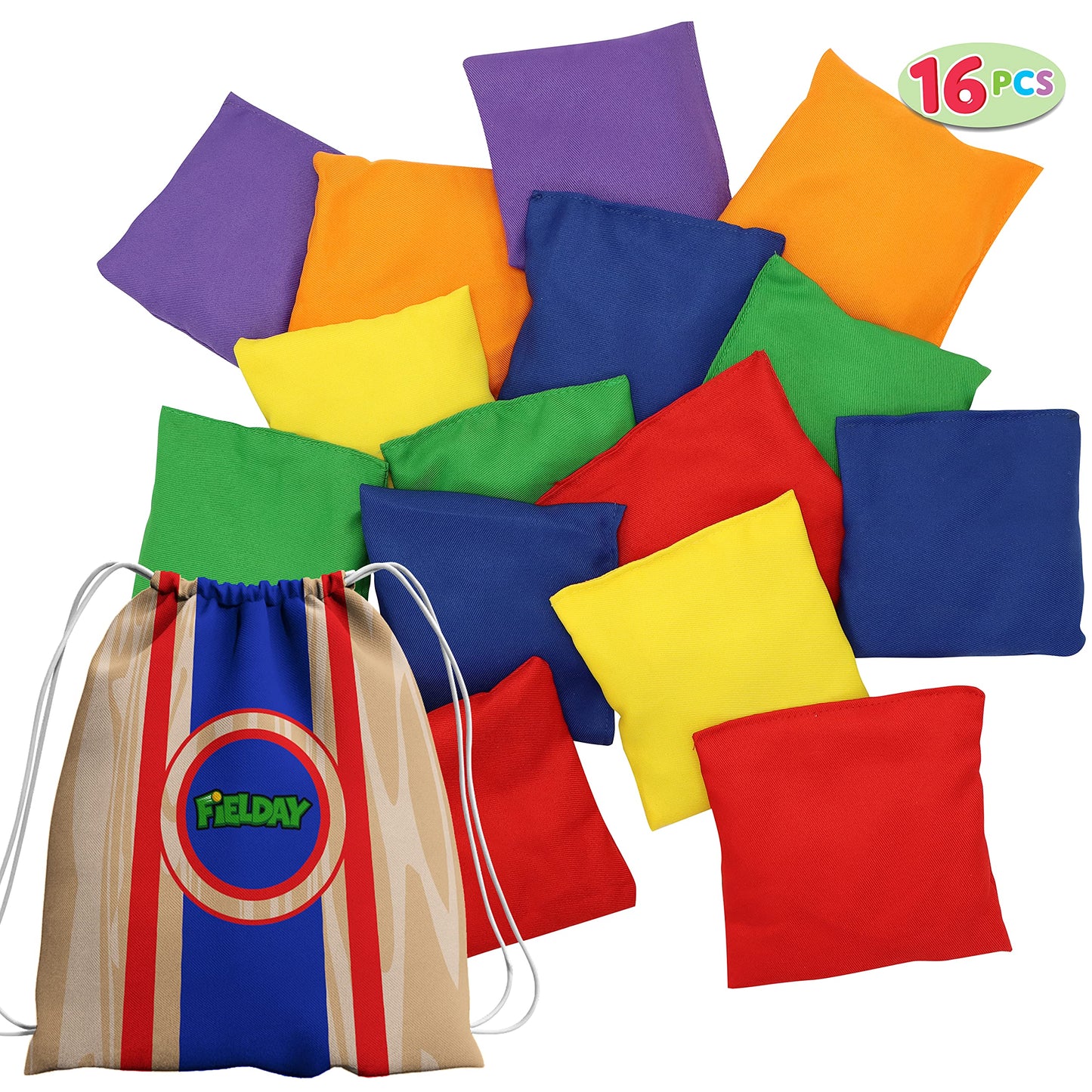 JOYIN 16 Cornhole Bean Bags for Tossing (4.7” x 4.7”), Durable Nylon All-Weather Game, Includes 16 Bean Bags and a Carry Bag, Cornhole Game Set, Party Supplies for Kids & Adults