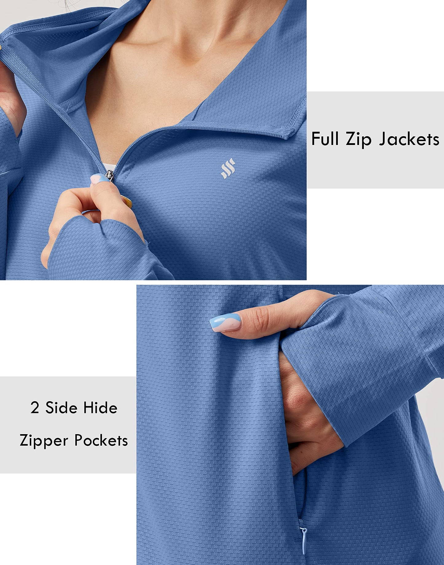 Soothfeel Women's UPF 50+ Sun Protection Hoodie Jacket Lightweight Long Sleeve Sun Shirt for Women with Pocket Hiking Outdoor Dark Blue XS