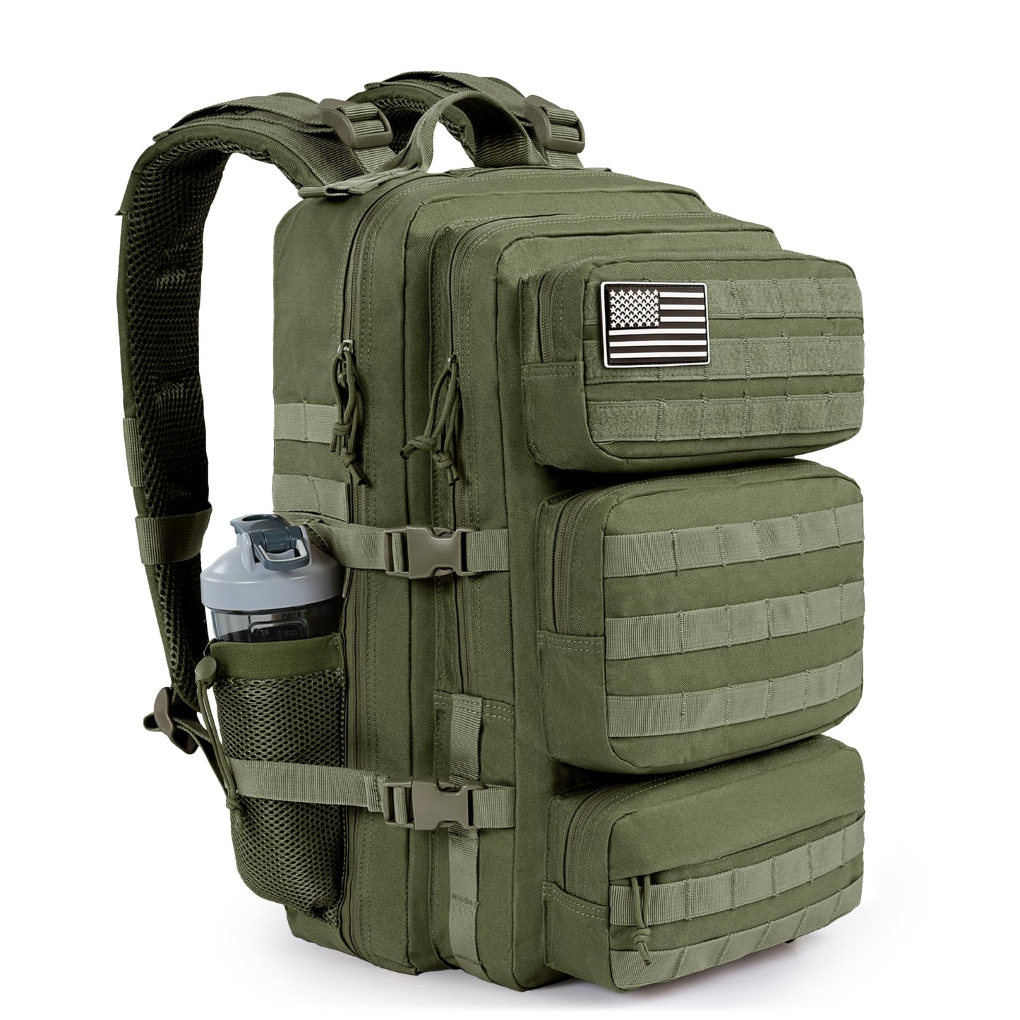 kookoomia Military Tactical Backpack 25L Day Backpack for Men Molle Army 3 Days Assault Pack Bug Out Bag Water Resistant and Heavy Duty Hiking Treeking Rucksack - Dark Green