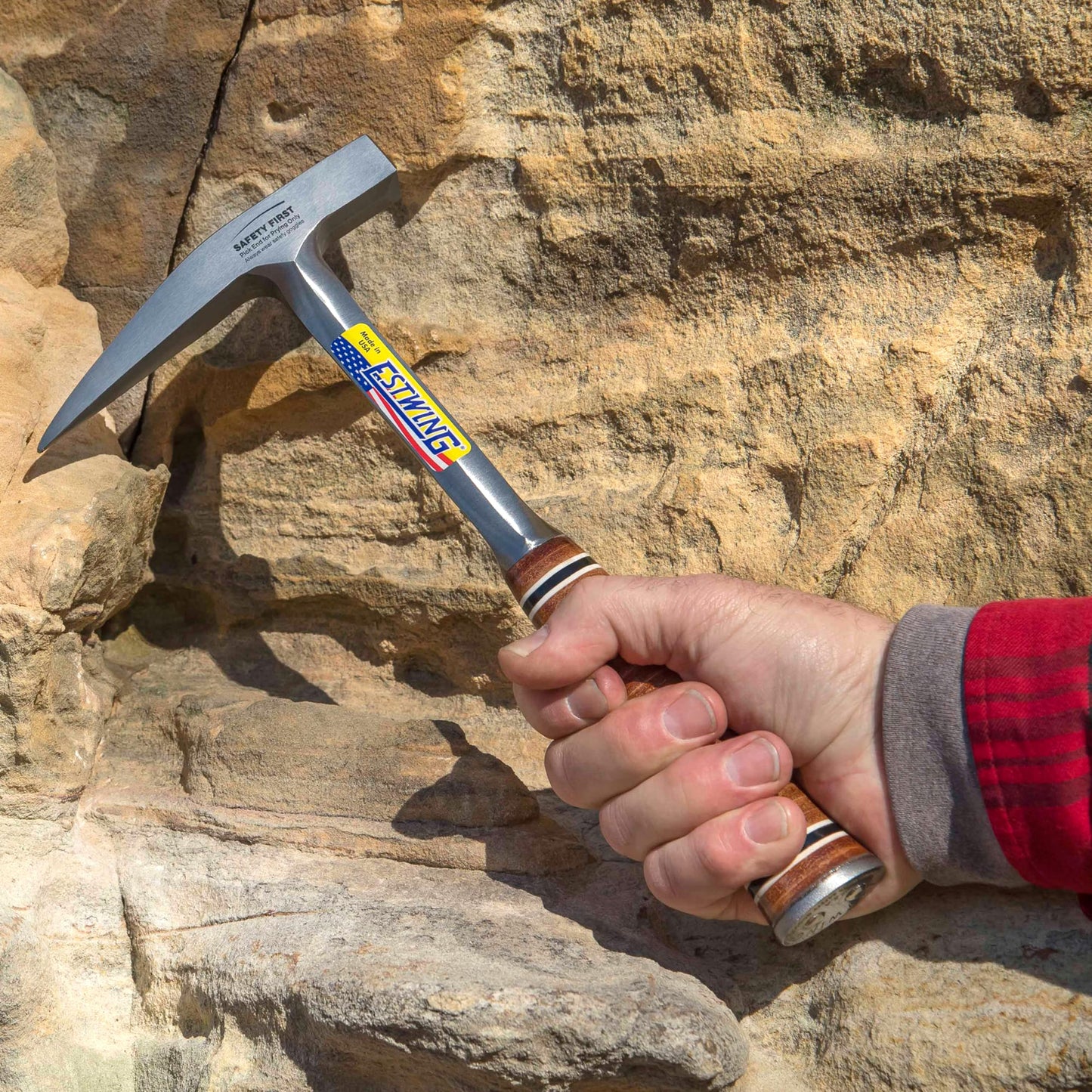 ESTWING Rock Pick - 13 oz USA Made Geology Hammer with Smooth Face & Genuine Leather Grip - E13P