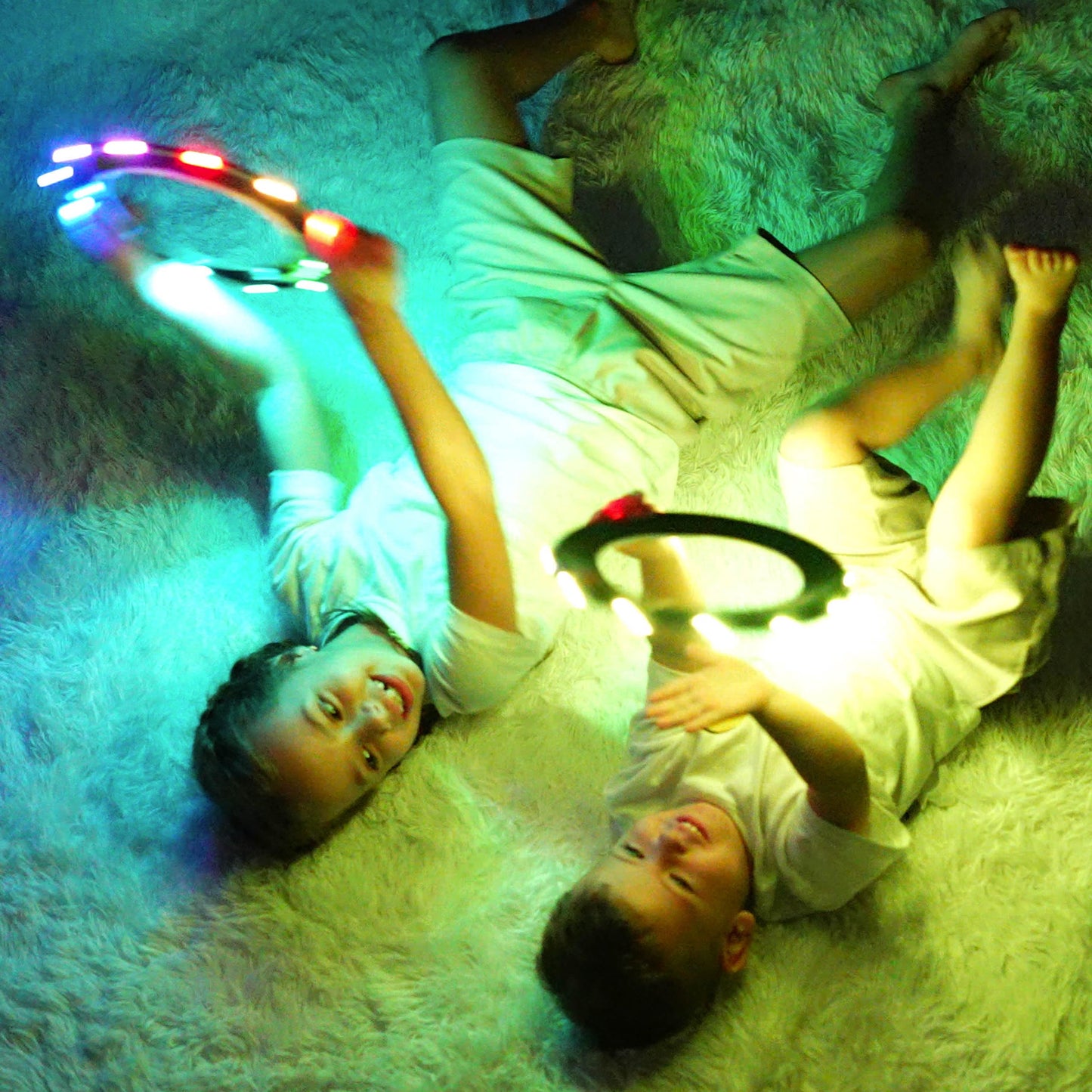 TOSY Flying Ring - 12 Monocolor LEDs, Super Bright, Lost Mode, Auto Light Up, Easter Basket Stuffers Gift for Kid/Teen/Boy/Girl, Safe, Waterproof, Pool/Beach/Camping Toy, 2-Pack (Blue)