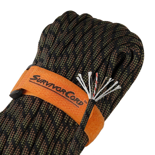 SurvivorCord Paracord - From Titan Survival - Patented 620LB Strength 550 Military Paracord with 3 Strands - Heavy Duty 550 Hank Cord Camping & Outdoor - Paracord with Firestarter & Survival Cord