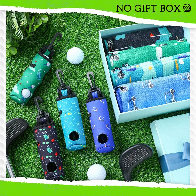 Hahafelt 4 Pack Large Golf Towels with Golf Bags Gift Set 24 x 16 Inch Portable Microfiber Fabric Waffle Pattern Towel with Clip Men Women Birthday Gifts Sports Accessories