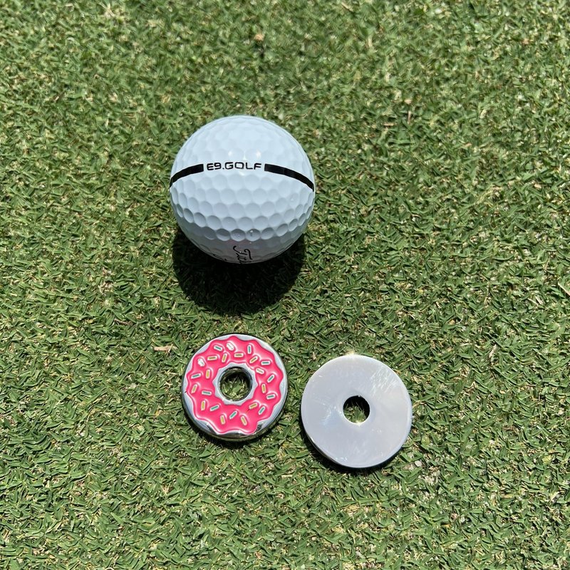 E9 GOLF Sprinkle Donut Golf Ball Marker - Unique & Fun Golf Ball Markers - Golf Accessories for Men and Women - 1.25" Ball Mark - Strawberry