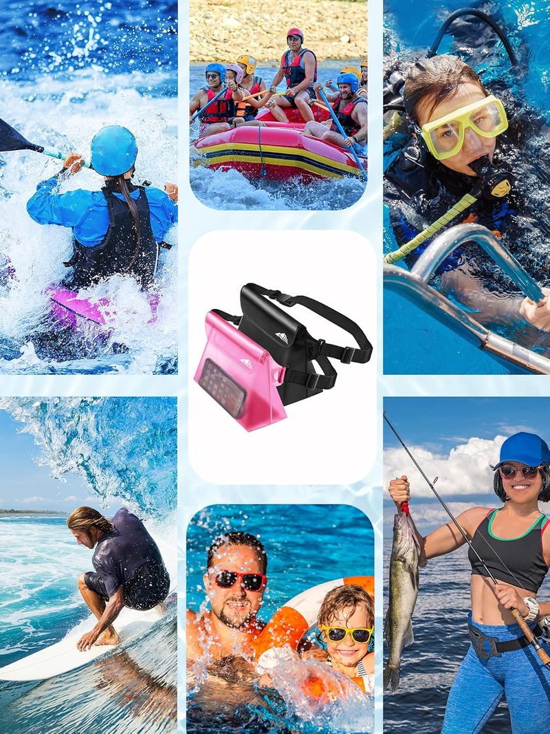 HEETA Waterproof Pouch - Touchscreen Dry Bag with Adjustable Waist Strap | 2/3/4 Pack for Kayaking, Swimming, Fishing