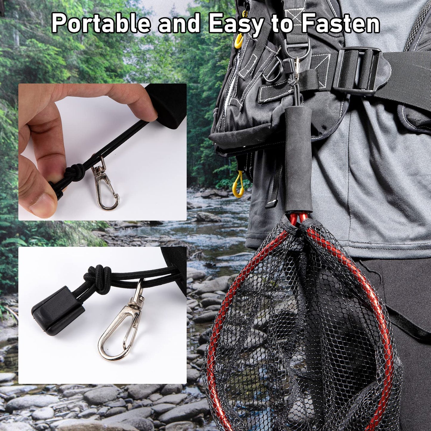 Alwonder Fly Fishing Net with EVA Handle, Fishing Landing Nets CNC Aluminum Alloy Frame, Rubber Coated Mesh Trout Net Kayak Nets for Trout Crappie Bass Sunfish Bulegill Panfish - Red