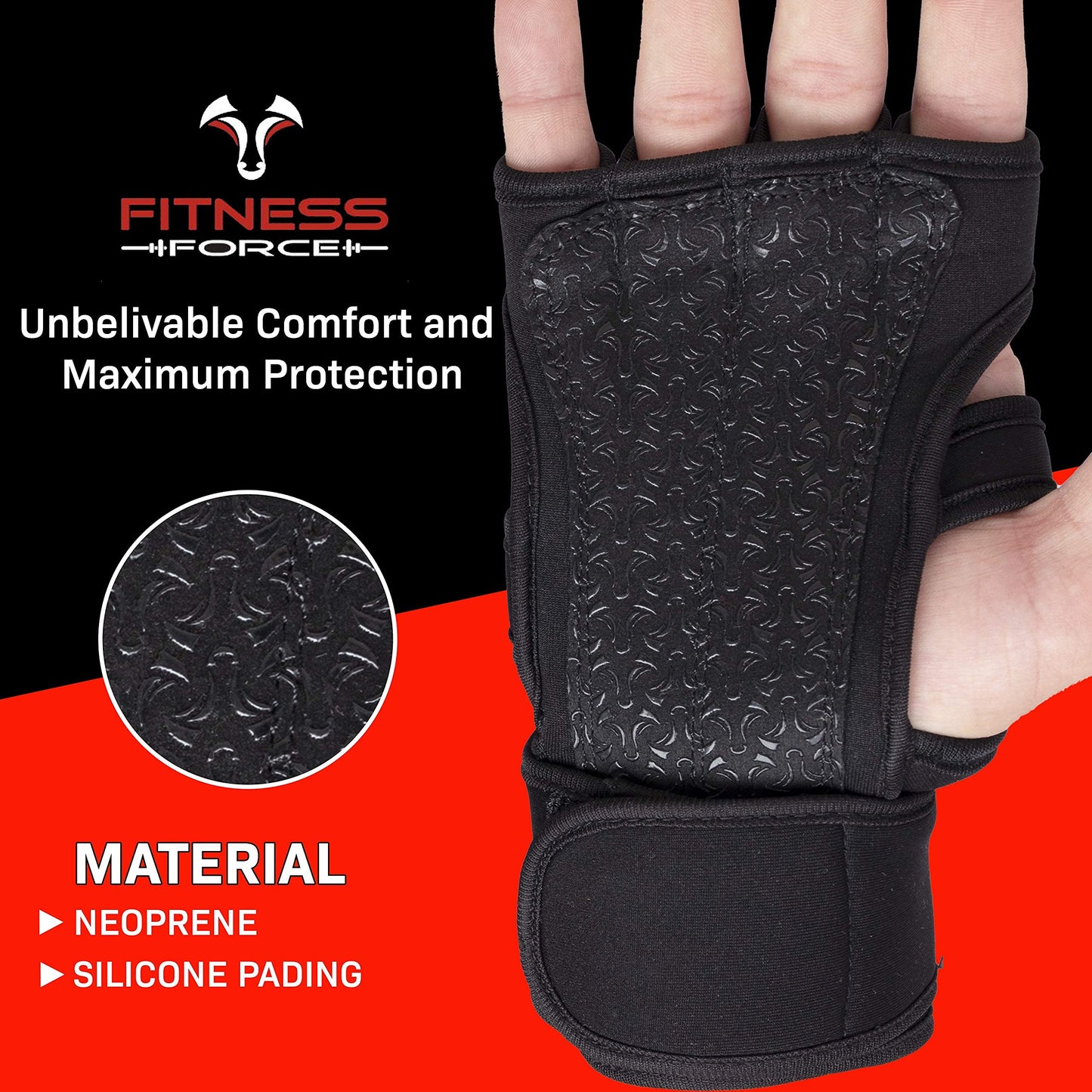 FITNESS FORCE Ventilated Gym Gloves for Men with Built-in Wrist Support for Workouts Weightlifting Gloves Workout Gloves for Women Exercise Fitness Gloves Perfect for Powerlifting, Cross Training