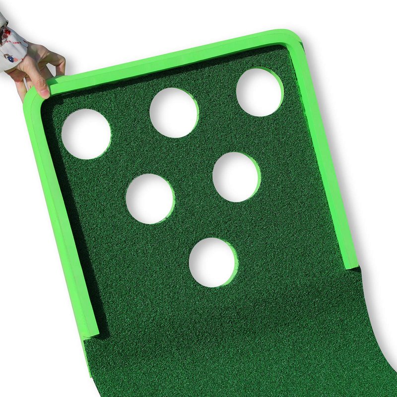 SPRAWL Golf Putting Mat 12 Holes Mat with 4 Balls 2 Putters for Indoor Short Game Office Backyard Use