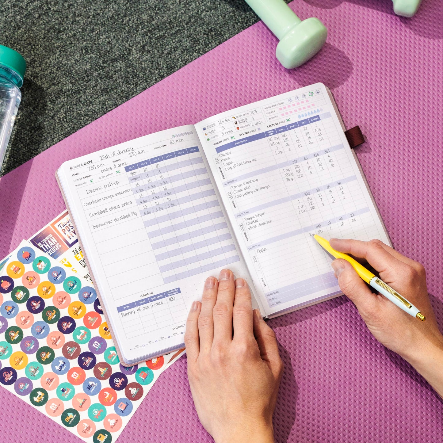 Clever Fox Fitness & Food Journal, Workout Planner, 5.8"x8.3" Rose Gold