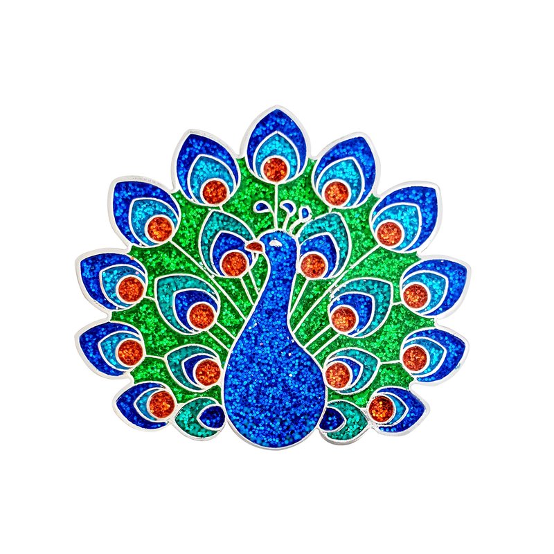 Peacock Golf Ball Marker with Heavy Glitter | Hat Clip Included | Birdie Themed Golfing Accessory | Dancing Peacock | Great for Any Age Golfer for The Spring Season