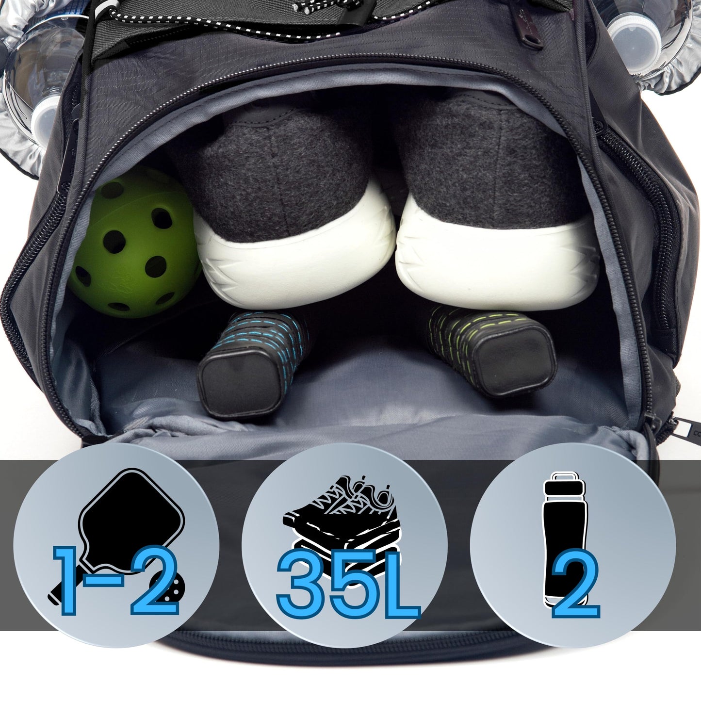 Athletico 35L Pickleball Backpack - Fits Up to 2 Paddles, Includes Ball Holder (Red)