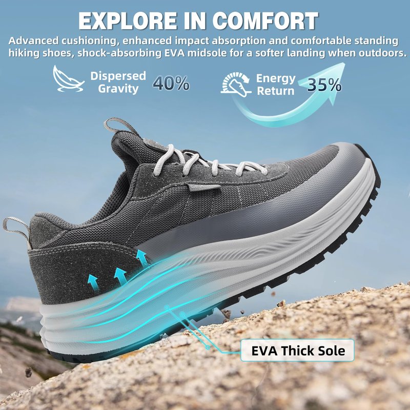 Men's Orthopedic Breathable Sports Shoes: Plantar Fasciitis Orthotic Heel Spur Foot Heel Pain Relief Trail Sneakers, Arch Support Comfortable Trekking Athletic Standing Walking Shoes Grey Size 11