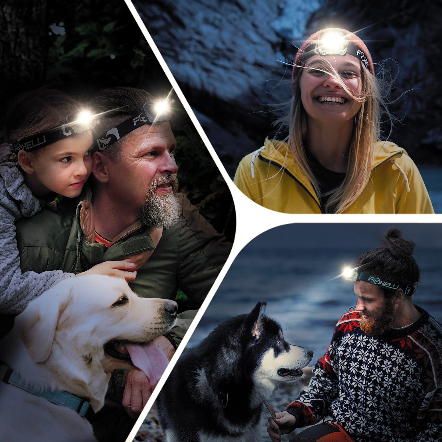 Foxelli LED Headlamp Flashlight for Adults & Kids, Running, Camping, Hiking Head Lamp with White & Red Light, Lightweight Waterproof Headlight with Comfortable Headband, 3 AAA Batteries Included