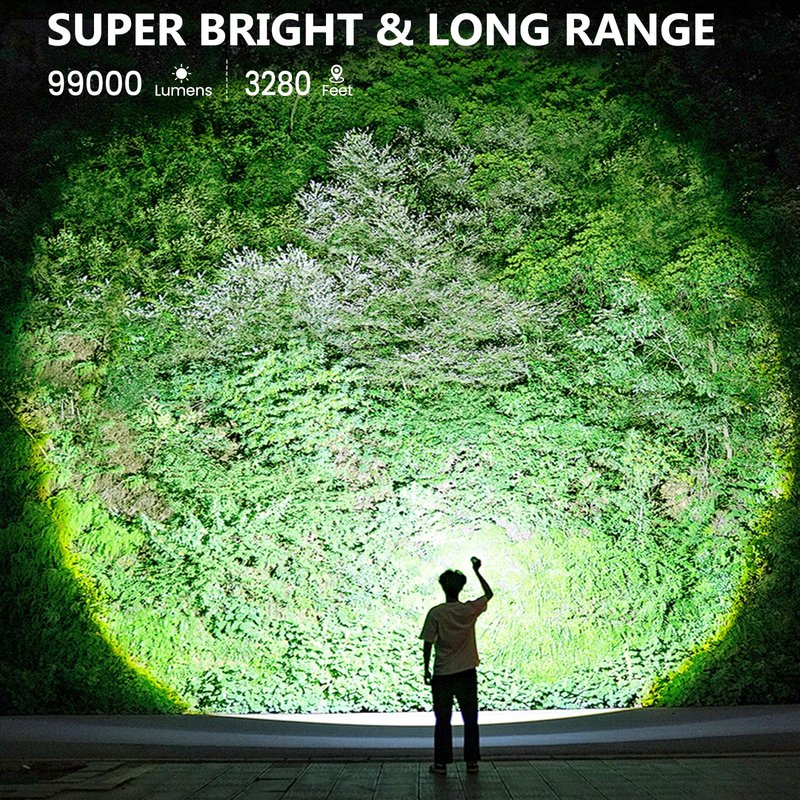 Vinderfine 2Pack Flashlights High Lumens Rechargeable, 99,000 Lumens Super Bright LED Flashlight, Powerful Flash Light with 5 Modes, Flashlights for Home Camping, IPX7 Waterproof