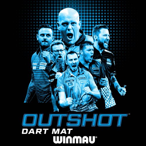 WINMAU Outshot Dart Mat with Throw Line for Soft Tip and Steel Tip, and Checkouts
