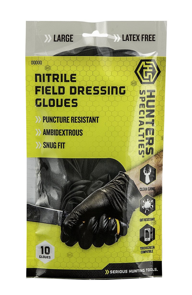Hunters Specialties Nitrile Dressing Gloves - 10 Pack (5 Pair) | Deer Gutting, Disposable Dressing Field Processing Gloves for Hunting Cleaning