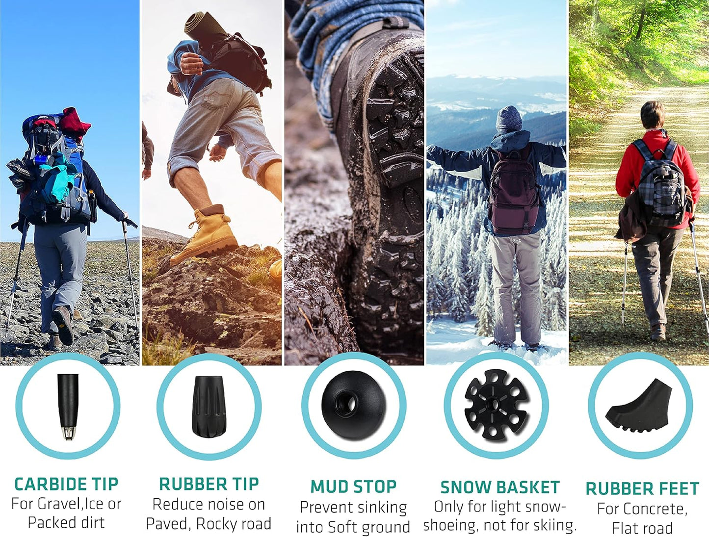 Trekology Trek-Z Cork Grip Trekking Poles - Lightweight Adjustable Hiking Sticks | Compact Design, Aluminum, Travel-Friendly