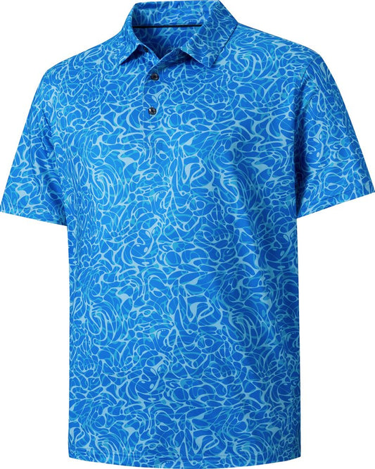 starweave Mens Golf Shirts Dry Fit Print UPF 30 Moisture Wicking Golf Shirts for Mens, Athletic Print Tennis Golf Gifts for Mens(Blue Ripple,3X-Large)