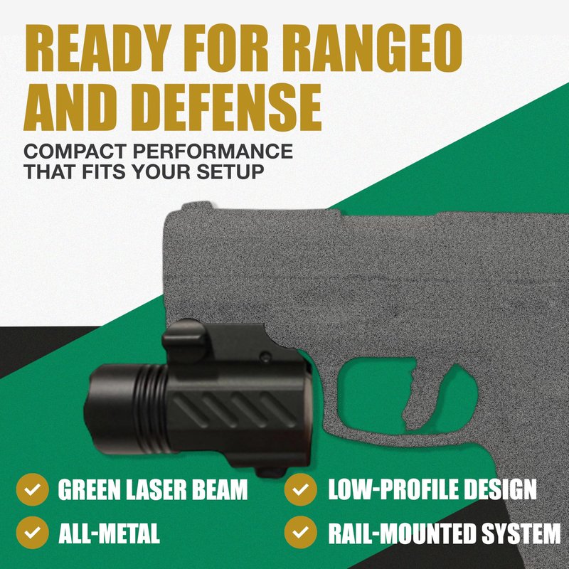 ADE Advanced Optics – Ultra Compact Green Laser + Light for Pistol Rails – Bright Class IIIA Beam, Easy Quick-Release Mount, CR2 Powered, Adjustable Windage & Elevation for Precise Alignment
