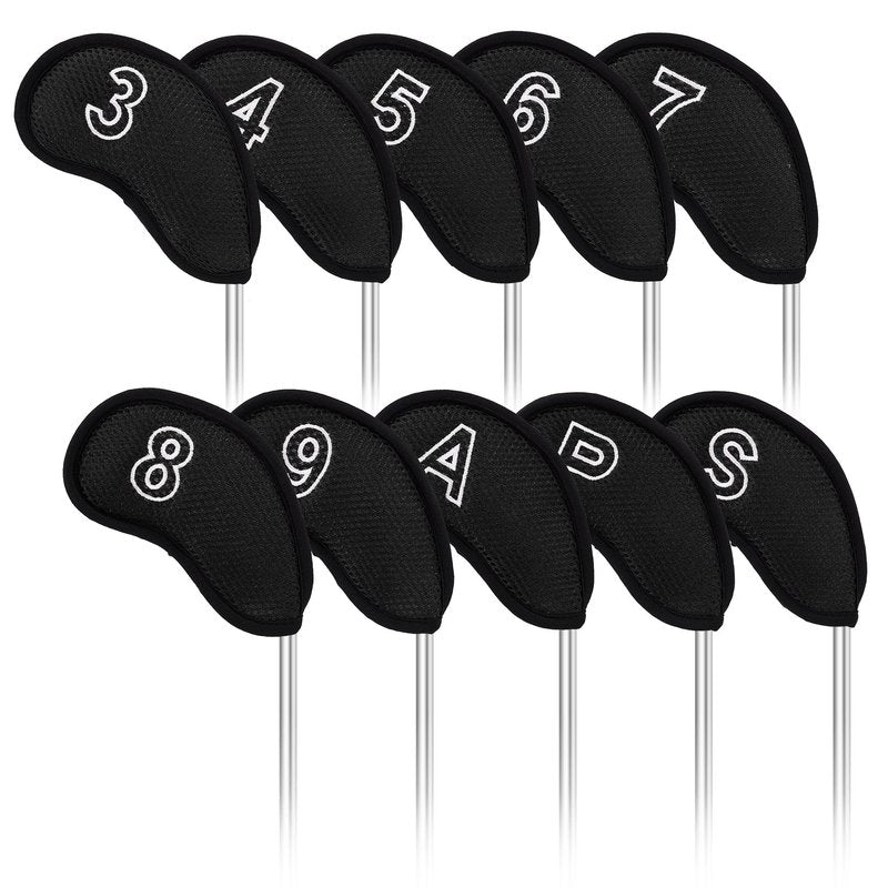 Craftsman Golf 10 pcs/Set Meshy Golf Iron Headcovers Set for Taylormade Callaway Ping (Black)