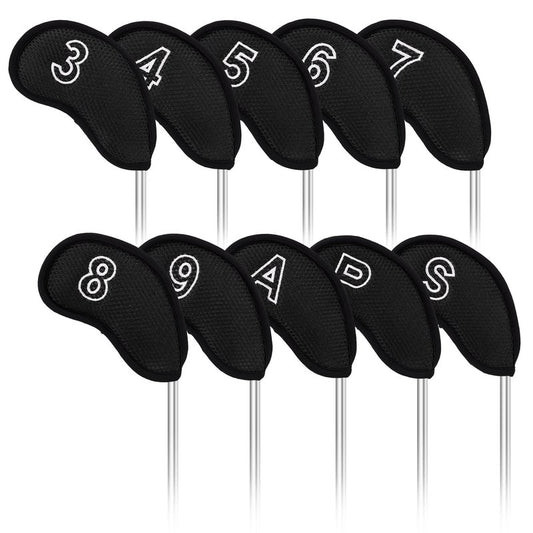 Craftsman Golf 10 pcs/Set Meshy Golf Iron Headcovers Set for Taylormade Callaway Ping (Black)