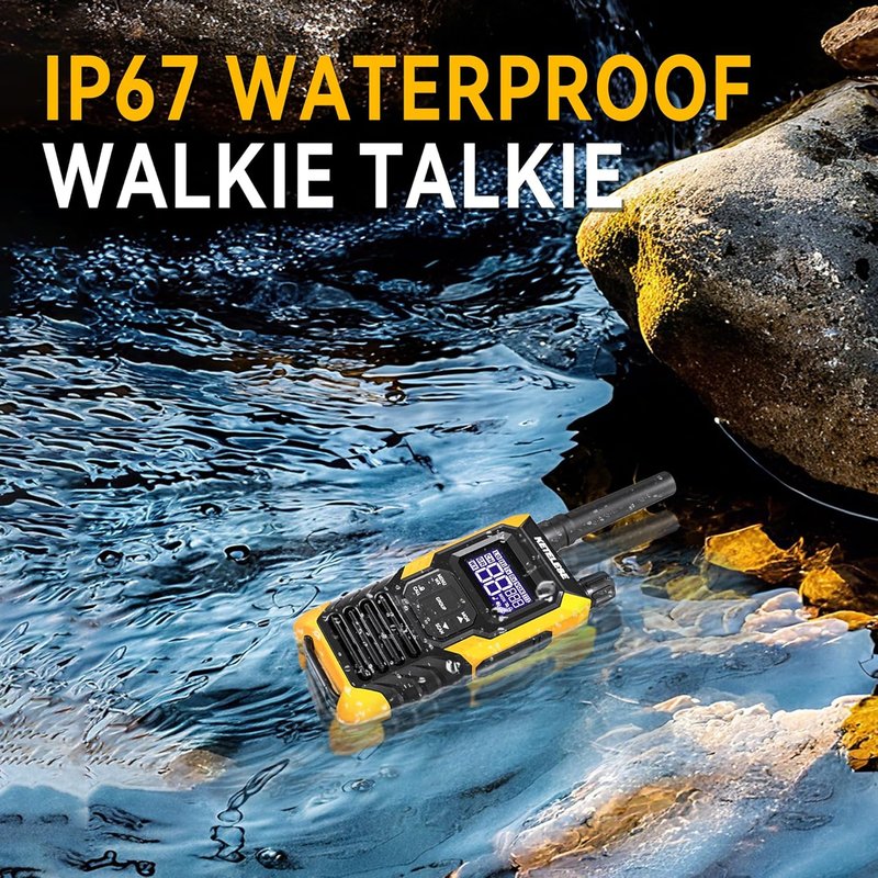 KETELESE T4 Walkie Talkie - IP67 Waterproof Two-Way Radio with Type-C Rechargeable Battery | 2-Pack, Orange