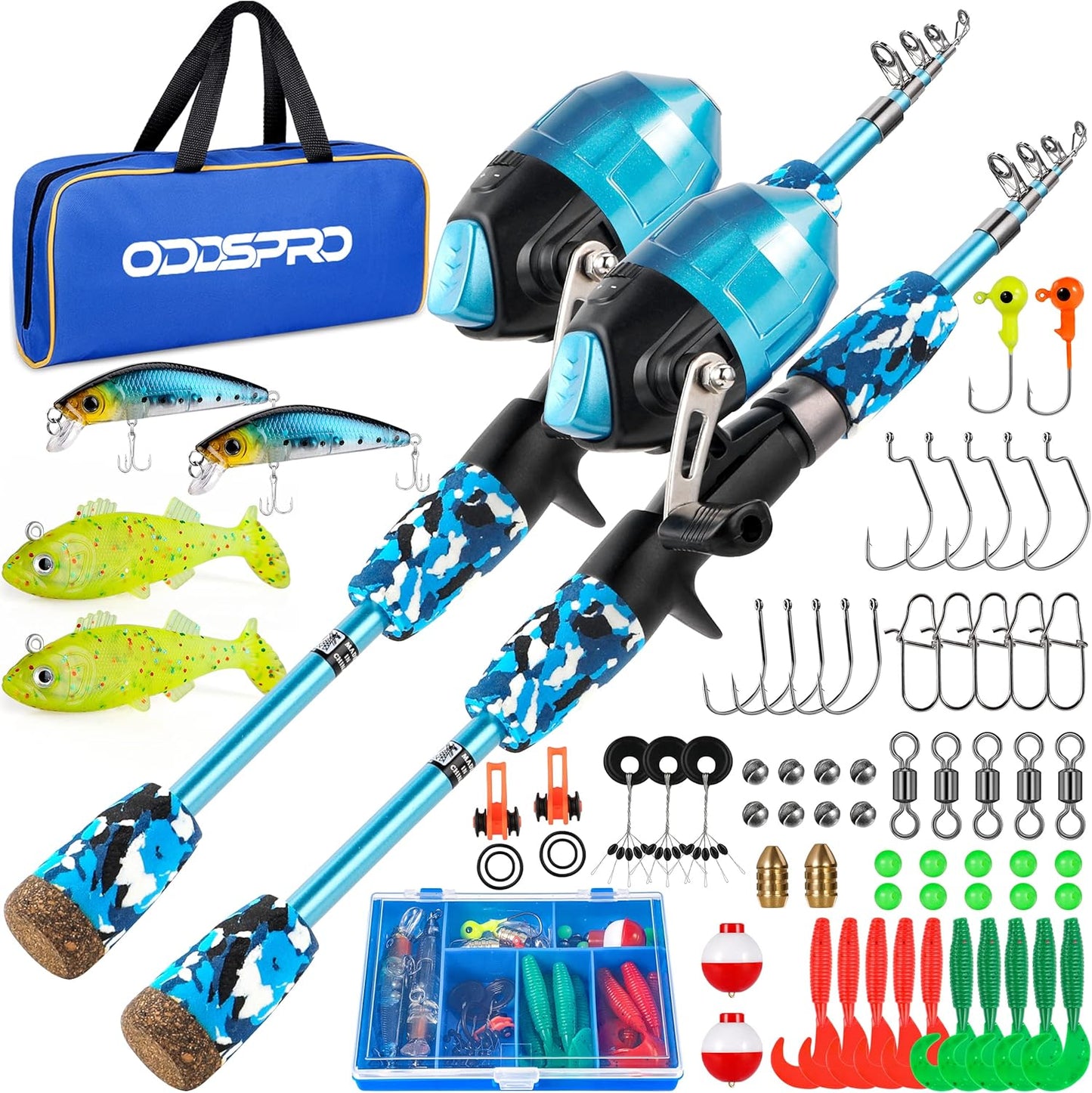 Kids Fishing Pole - Portable Telescopic Fishing Rod & Reel Combo Kit | Pink, Tackle Box for Girls