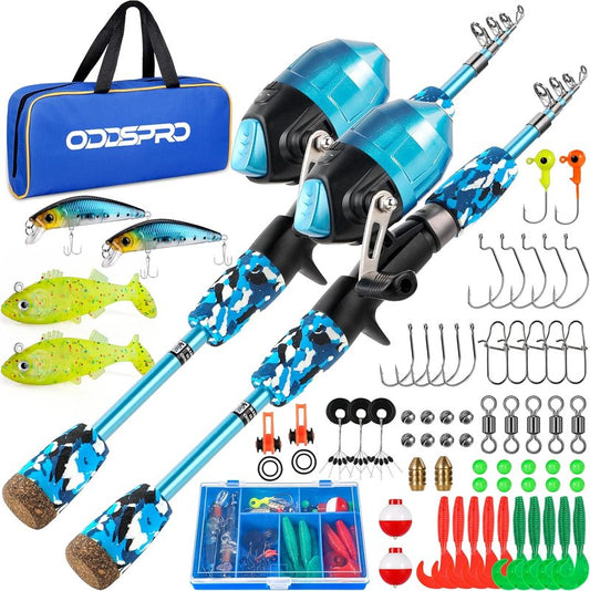 Kids Fishing Pole - Portable Telescopic Fishing Rod & Reel Combo Kit | Pink, Tackle Box for Girls