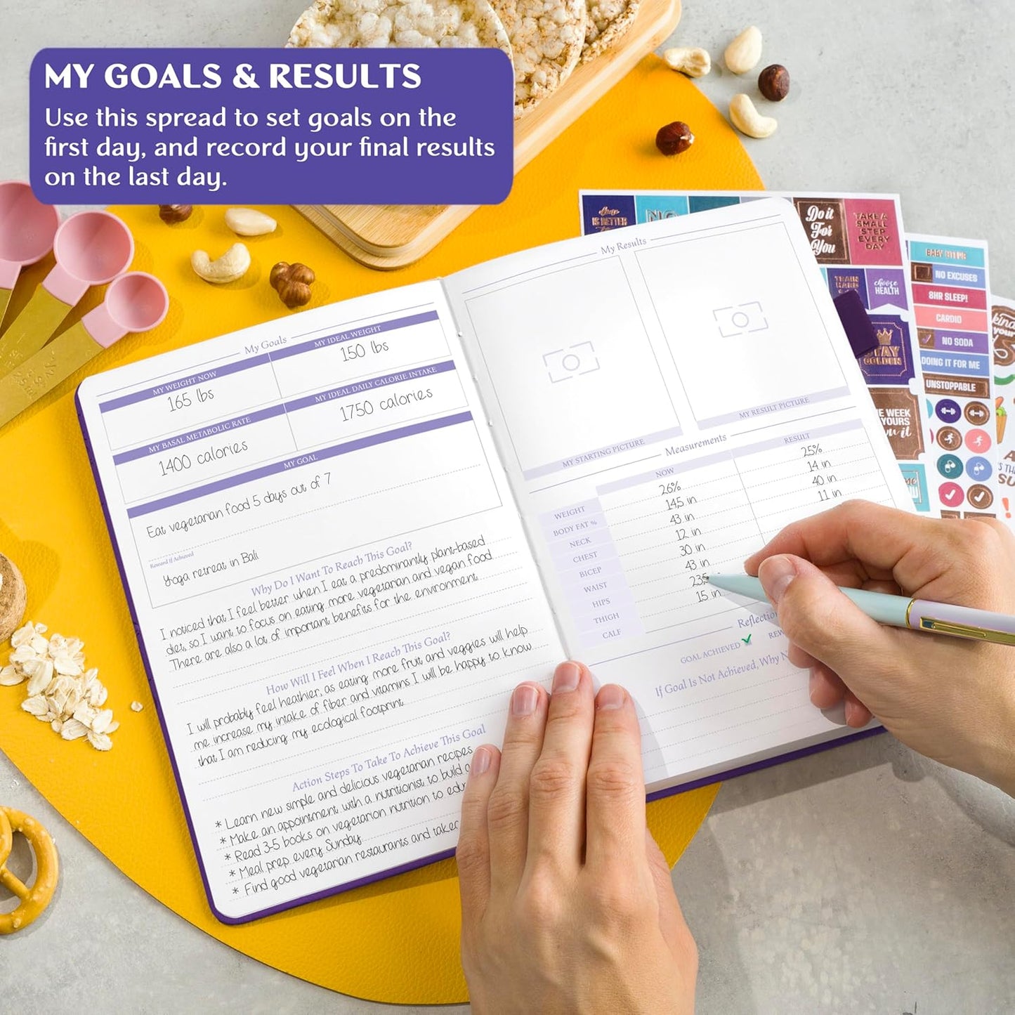 Wellness Planner & Food Journal - Daily Diet & Health Tracker with Weight Loss & Exercise Logs | A5 Size, Purple