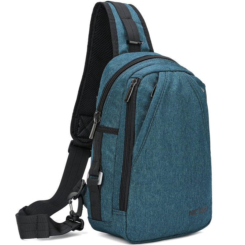 NICGID Sling Bags, Chest Shoulder Backpack Crossbody Bag One Strap Daypacks Outdoor Travel for Men Women (Blue green-010)