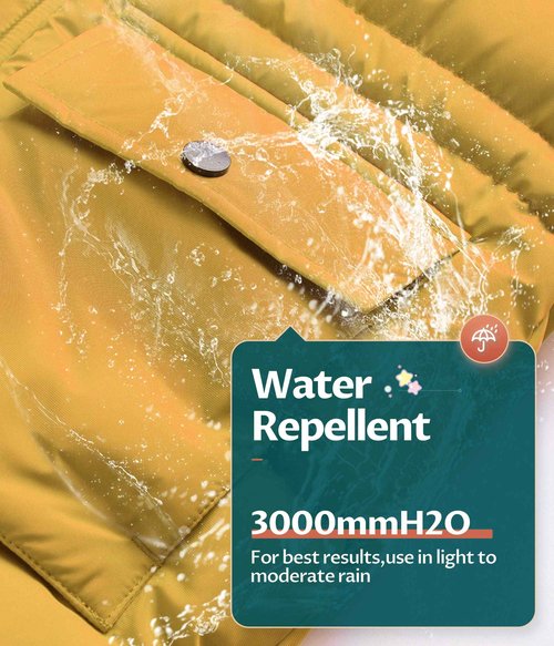 CREATMO US Boy's Parka Hooded Coat Mid-Long Winter Puffer Jacket For Kids Yellow 14-16