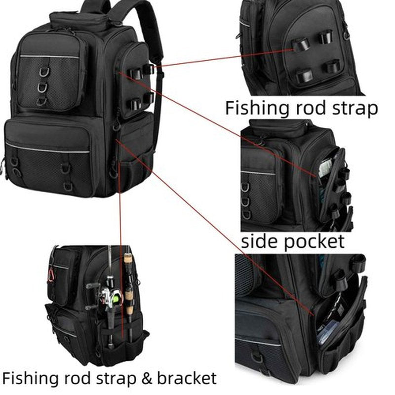 WANOON Fishing Backpack,Tackle Bag,with Tackle Boxes. Large Fishing Bag, Strong Materials
