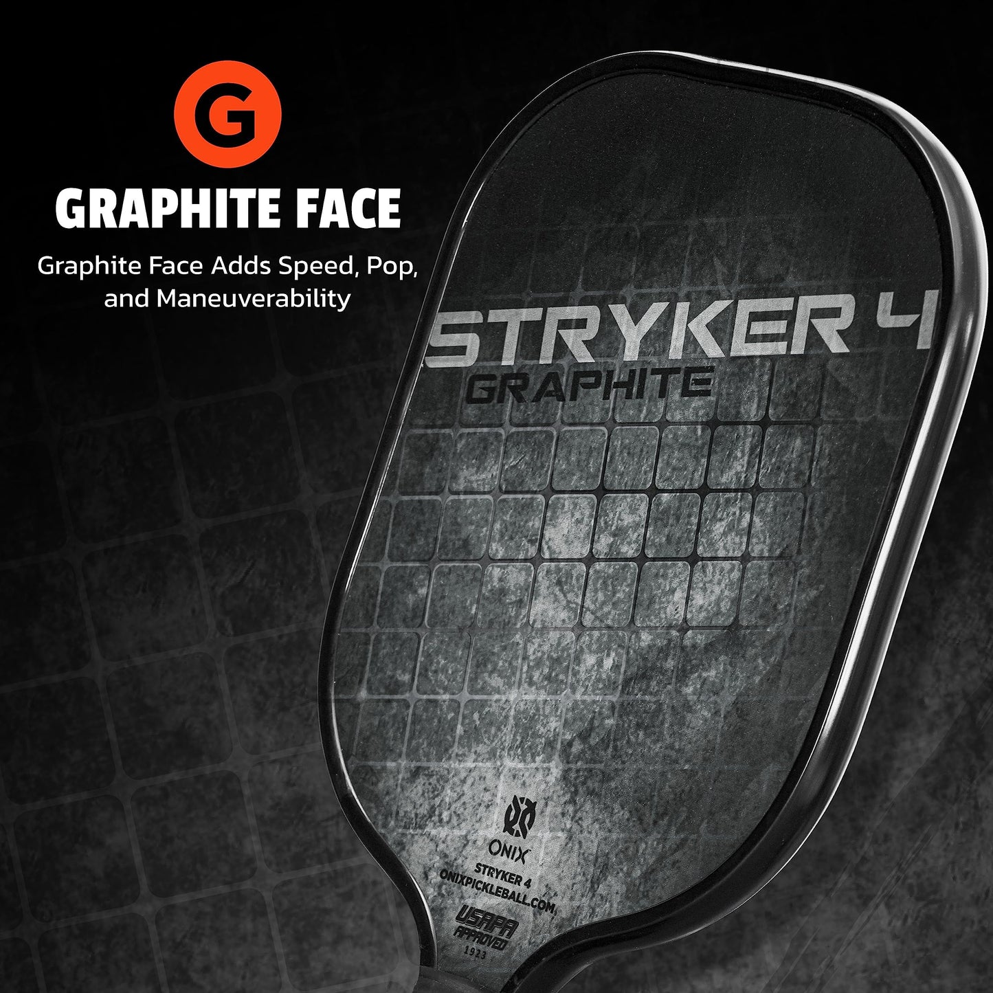 Onix Graphite Stryker Pickleball Paddle Features Oversized, Nomex, Paper Honeycomb Core, and Graphite Face