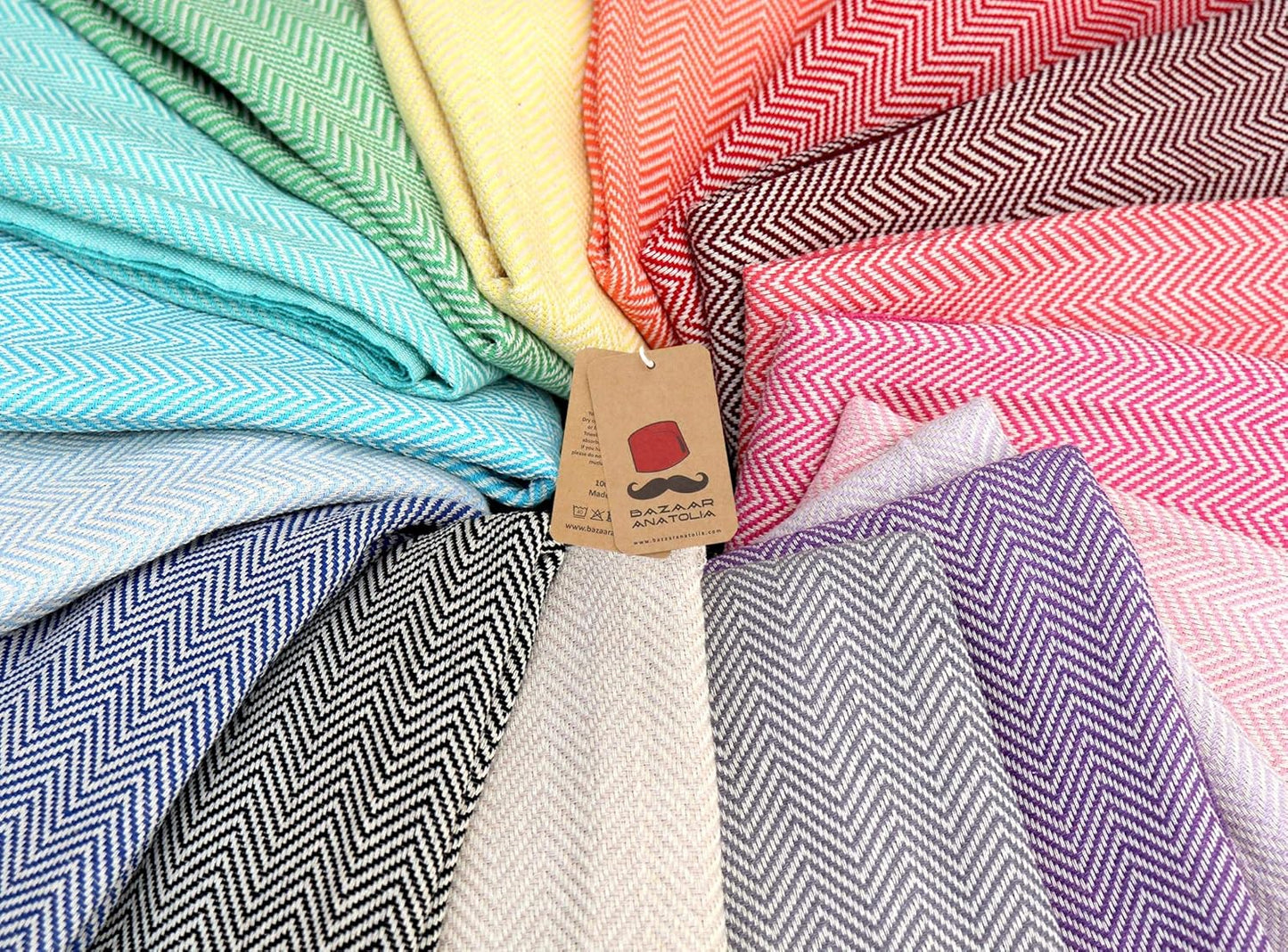 Turkish Beach Towel - 100% Cotton Quick Dry & Sand Free | Large Herringbone Red 71x39