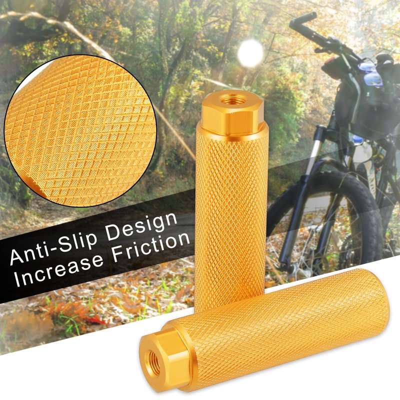 X AUTOHAUX Pair Aluminum Alloy Rear Foot Pegs Footrests Universal Yellow for BMX MTB Bike Bicycle Fit 3/8 Inch Axles