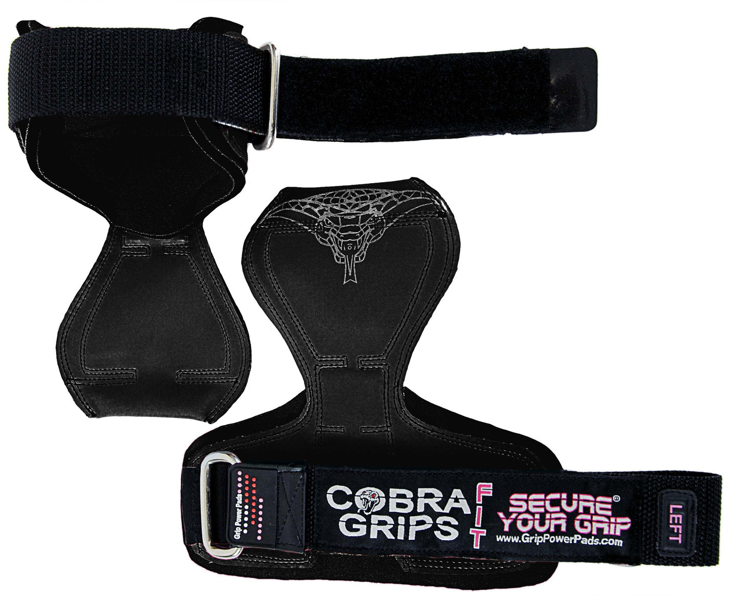 Cobra Grips FIT FOR LADIES! Weight Lifting Gloves Heavy Duty Straps Alternative to Power Lifting Hooks For Deadlifts With Built in Adjustable Neoprene Padded Wrist Wrap Support. (Women Black Rubber)