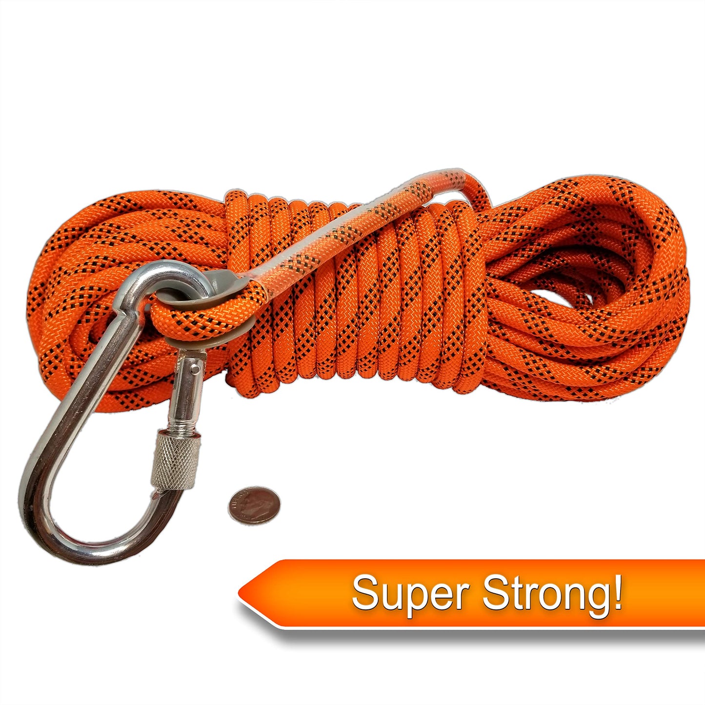 Woodland Home Magnet Fishing Rope with Oval Connector, 2000LB Pulling Forces, 8mm Thick, 52 FT, Durable Quality Rope for Fishing Magnet, camping, Boating, Outdoor & Indoor Use, Bright Orange