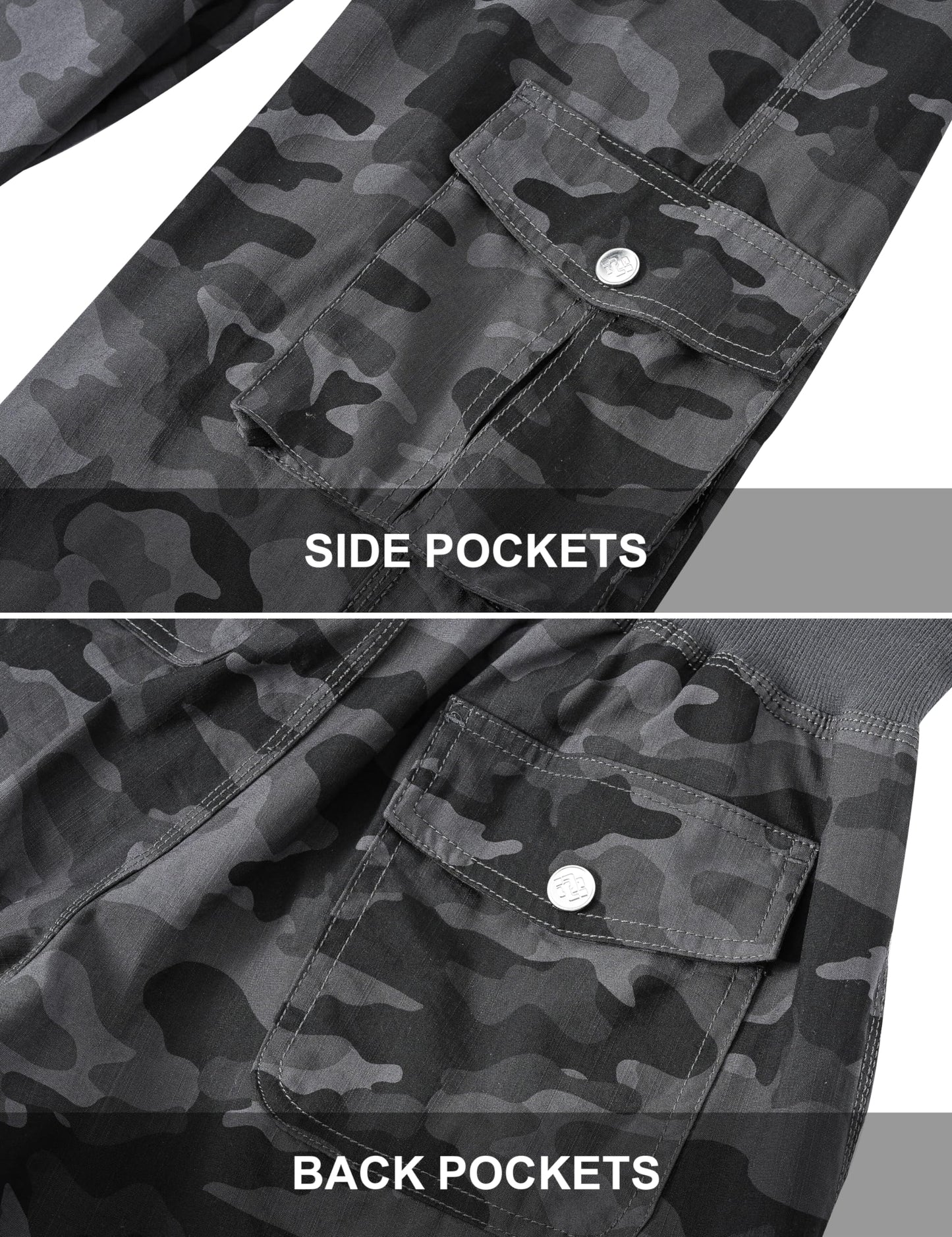 MoFiz Womens Capris with Pockets Loose Fit Casual Capri Pants Dressy Lightweight Ladies Baggy Cargo Pants for Hiking Camo Gray S